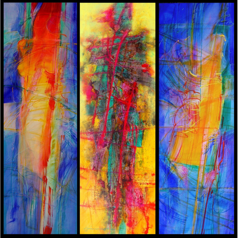 THREE FIGURES - 3 Paintings 160x40cm each